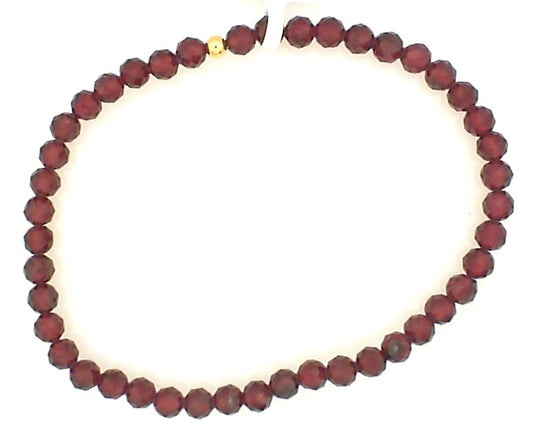 Faceted Garnet Beaded Bracelet with Gold Filled Finishing Bead