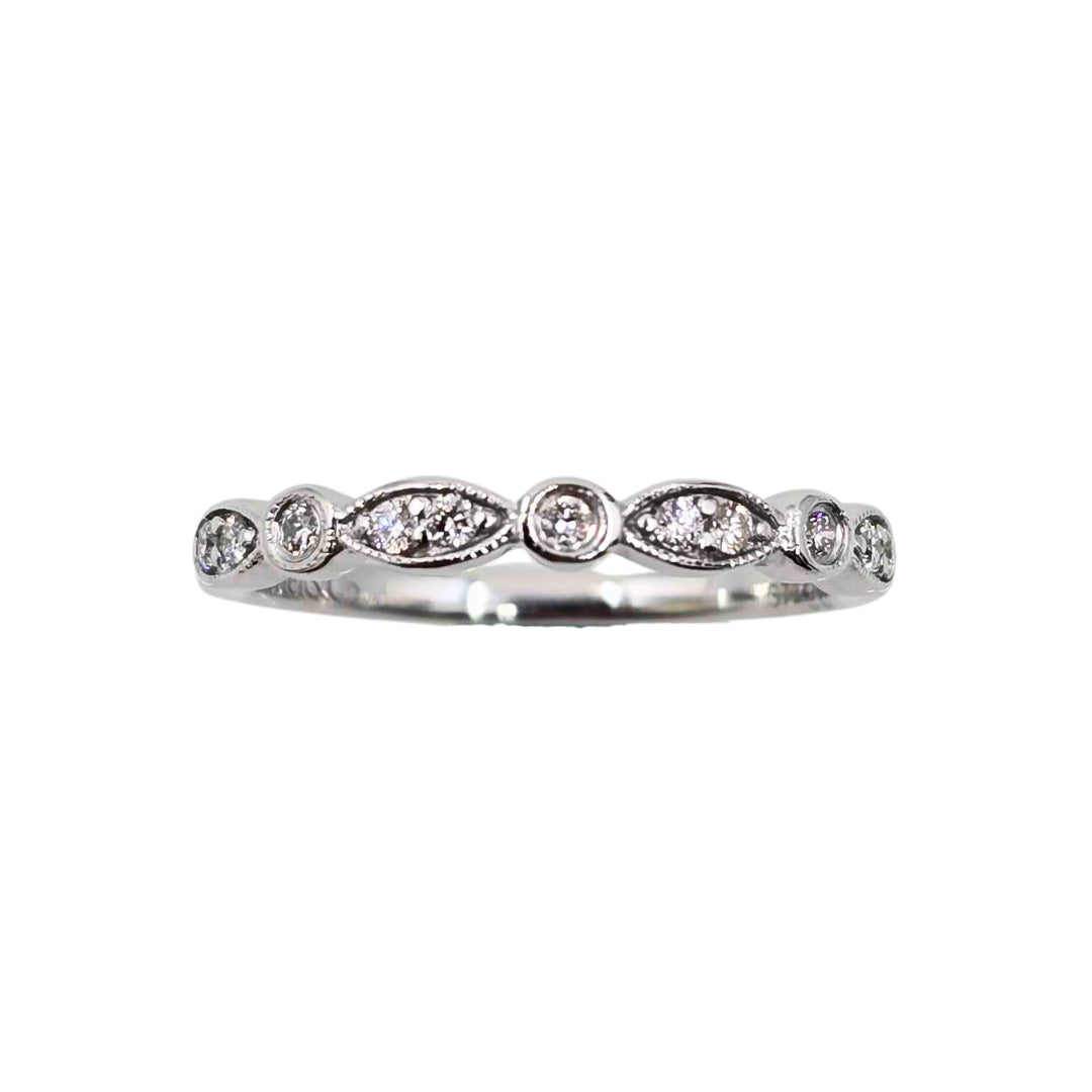 White Gold Gabriel&Co Milgrain Diamond Ring