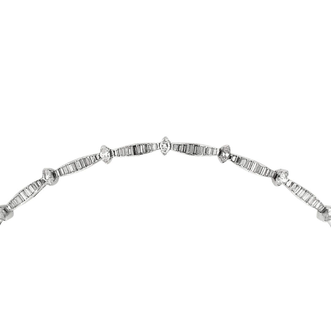 Channel Set Marquise and Baguette Diamond Bracelet