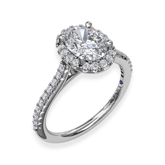 White Polished Gold Halo Engagement Ring