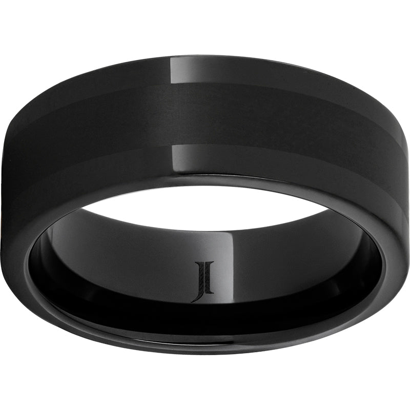 Black Ceramic Pipe Cut Wedding Band
