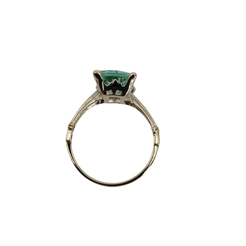 Yellow Gold Lab Created Mint Green Tourmaline Ring