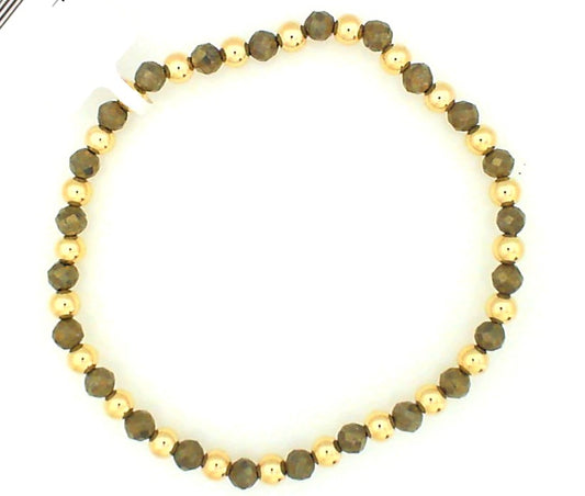 Pyrite and Gold Filled Beaded Bracelet