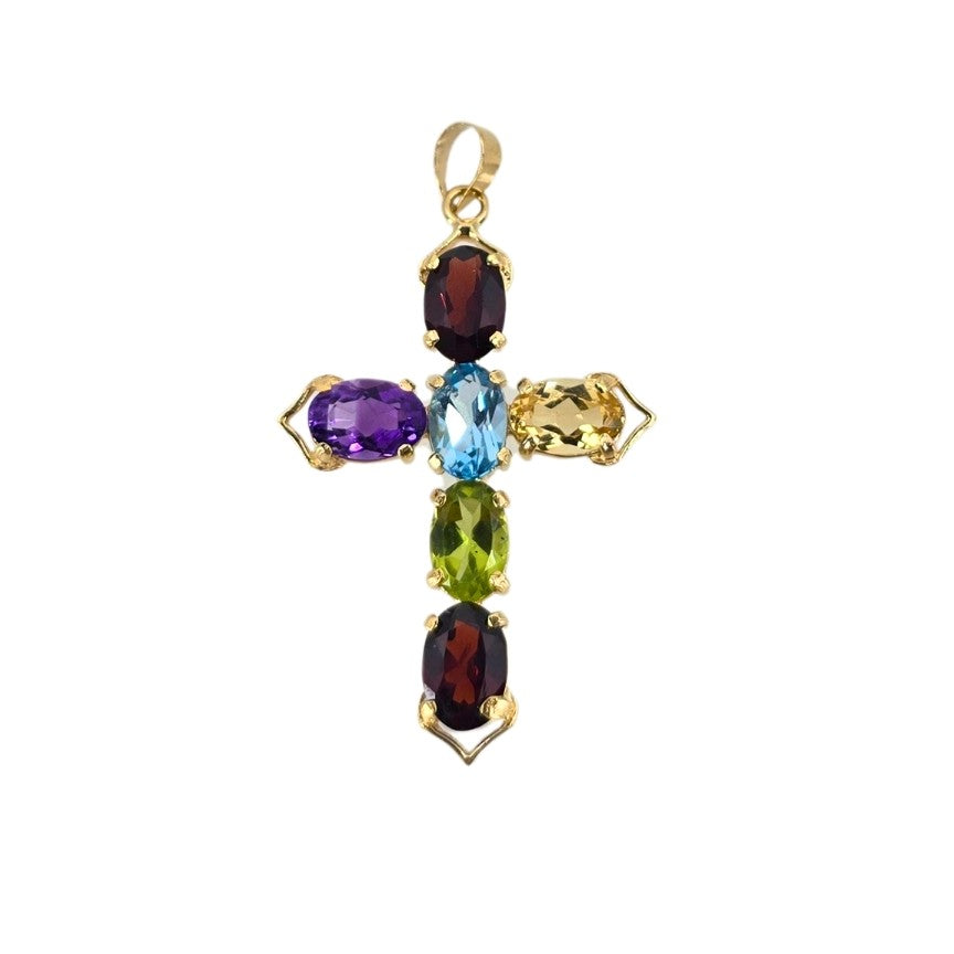 Yellow Gold Gemstone Cross