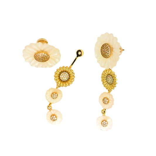 Carved Mother of Pearl Drop Earring and Jacket Combo