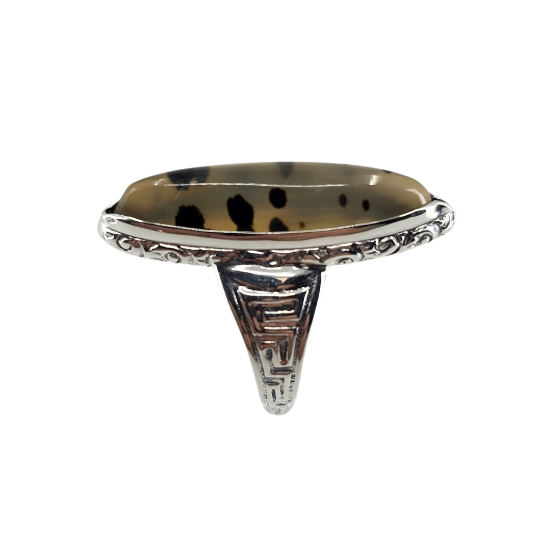 Sterling Silver Marquise Moss Agate Ring