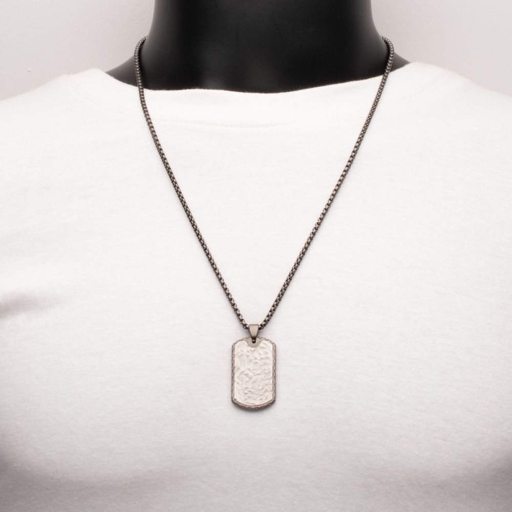 Gun Metal IP Stainless Steel Firenze Pendant with Box Chain
