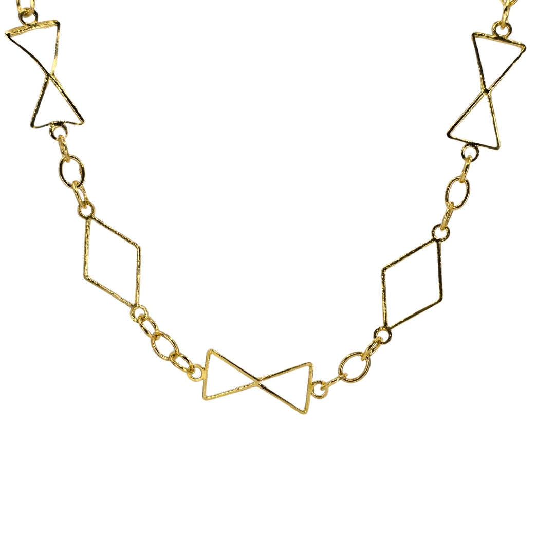 18K Yellow Gold Geometric Link Necklace