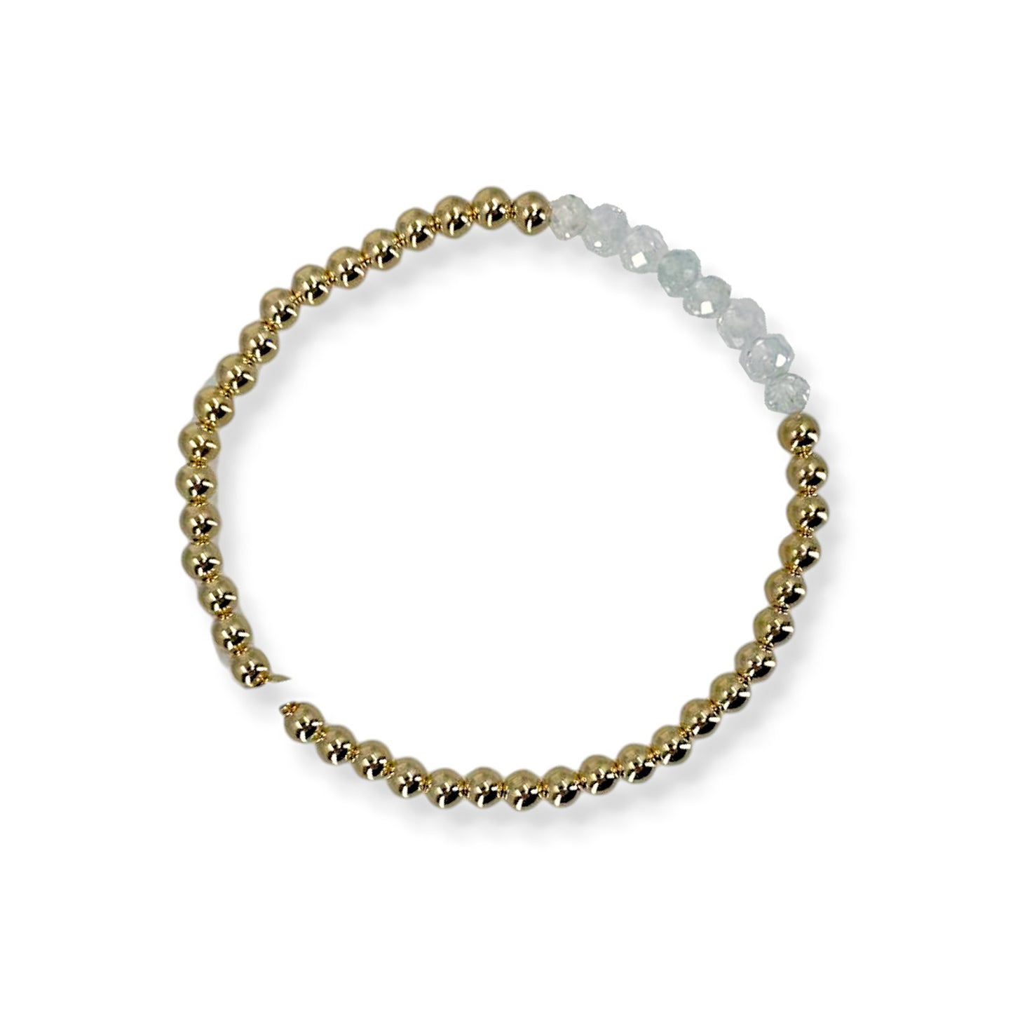 Gold Filled Beaded Bracelet with White Topaz Bar
