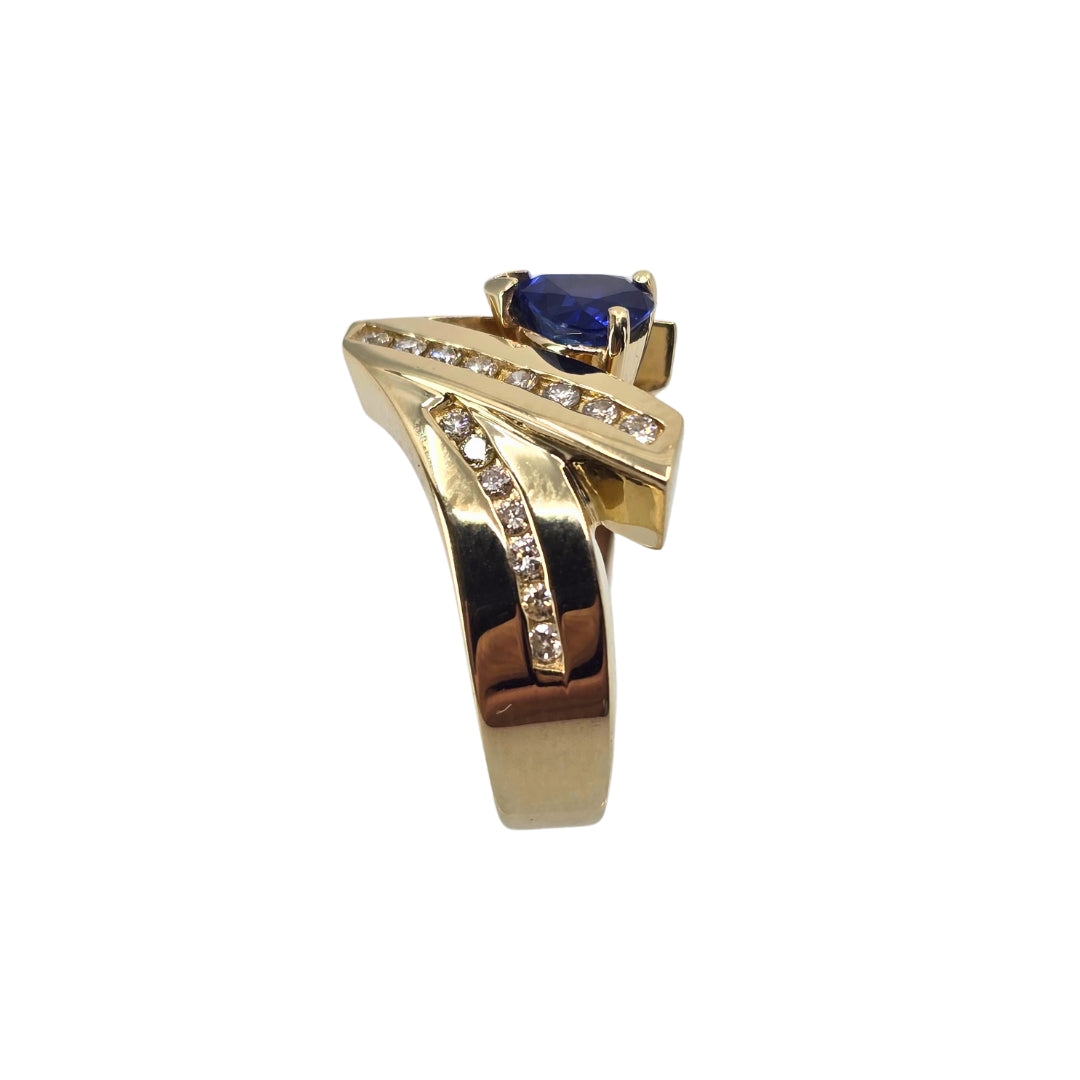 Yellow Gold Sapphire and Diamond Ring
