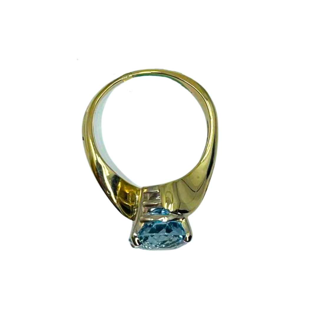 Two Tone Oval Aqua Fashion Ring