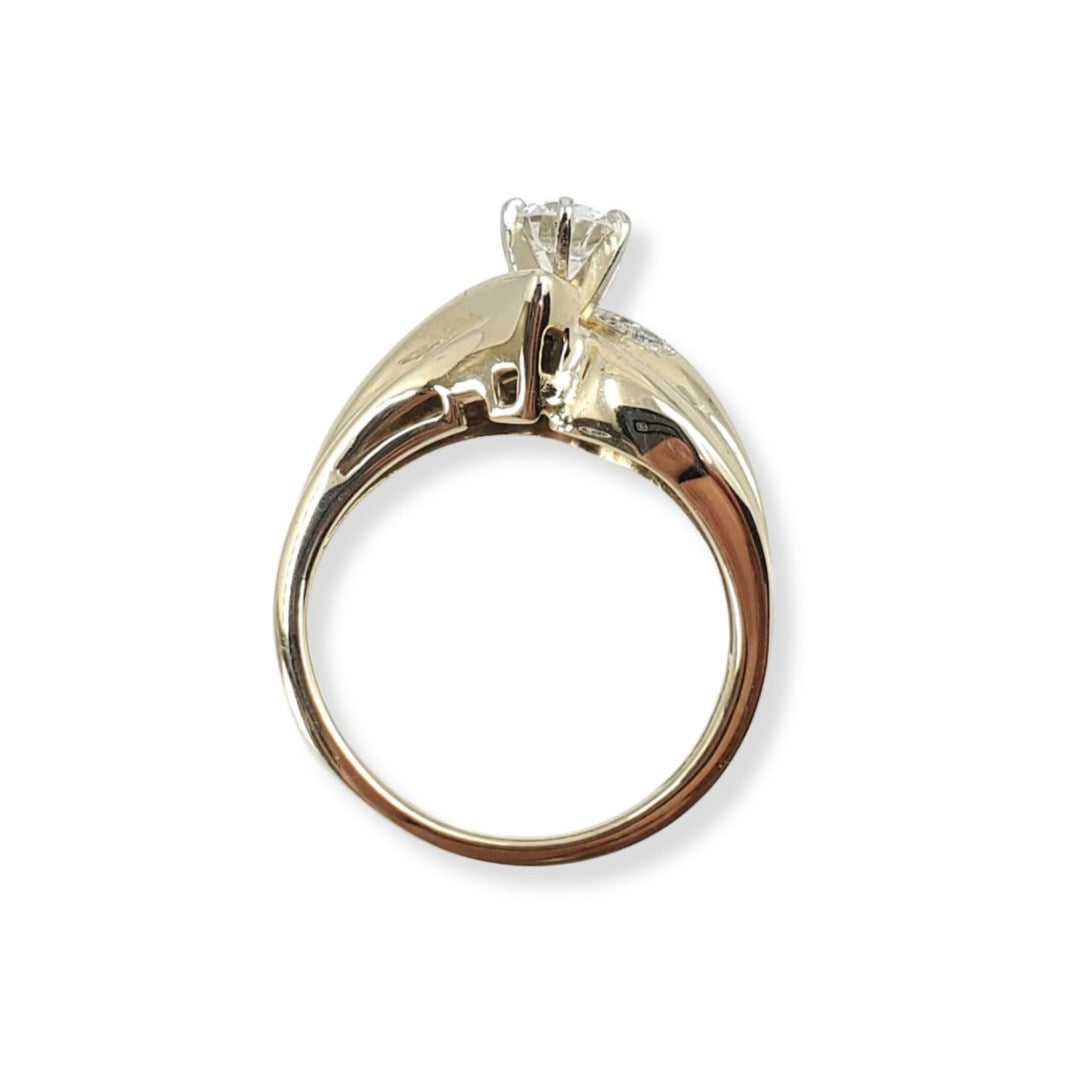 Vintage Yellow Gold Round Diamond Bypass Ring