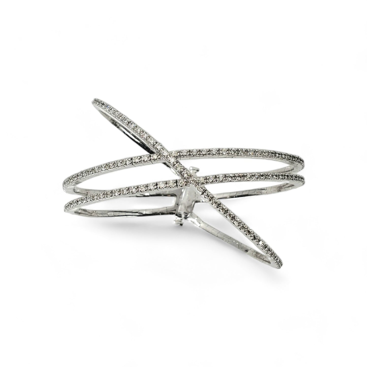 White Gold Round Diamond Flexible Bangle Bracelet