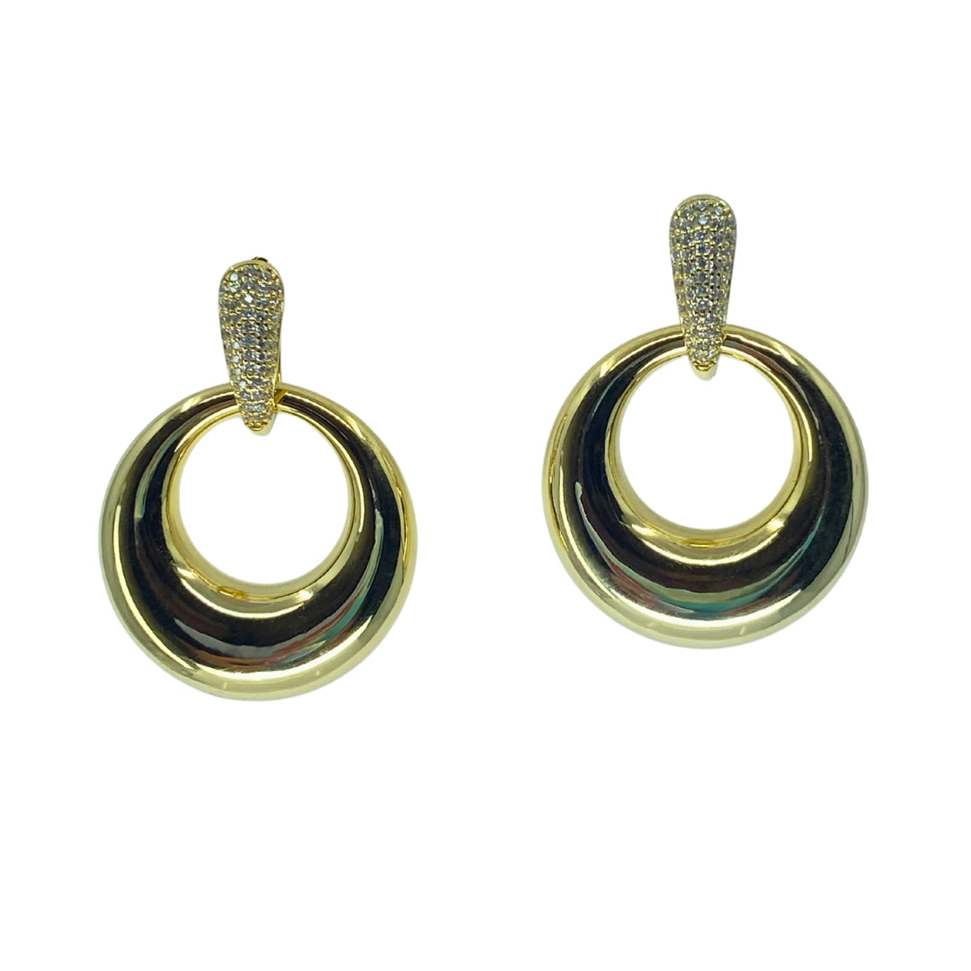 Yellow Sterling Silver Cz Door Knocker Earrings