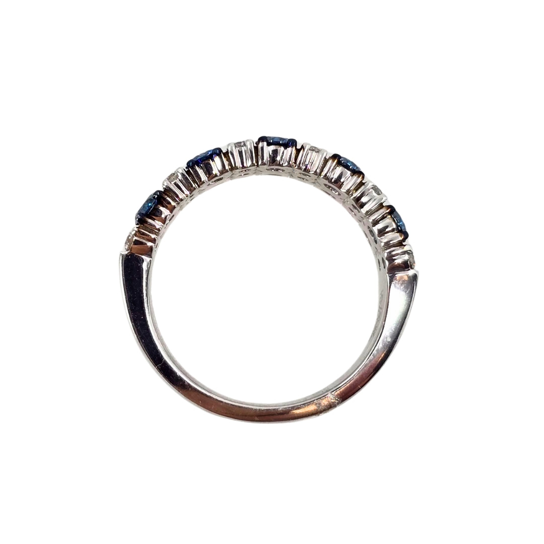 White Gold Round Blue Diamond Band