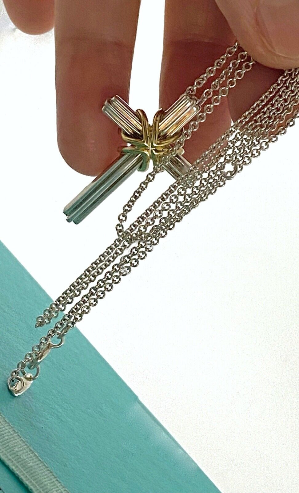 Vintage Tiffany Two Tone Cross Necklace