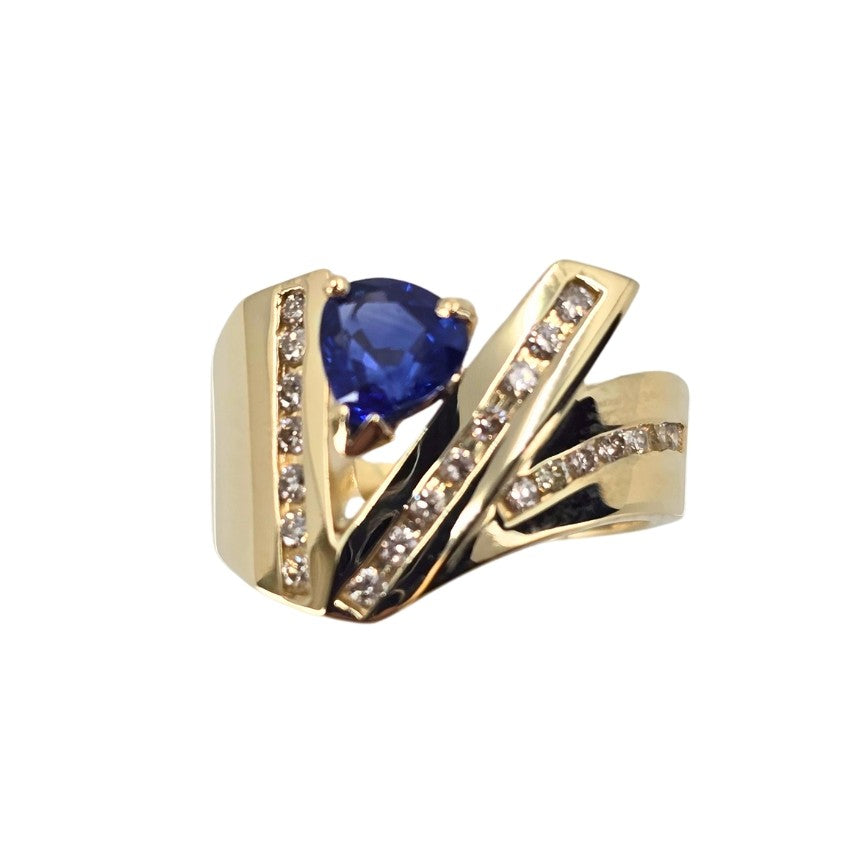 Yellow Gold Sapphire and Diamond Ring