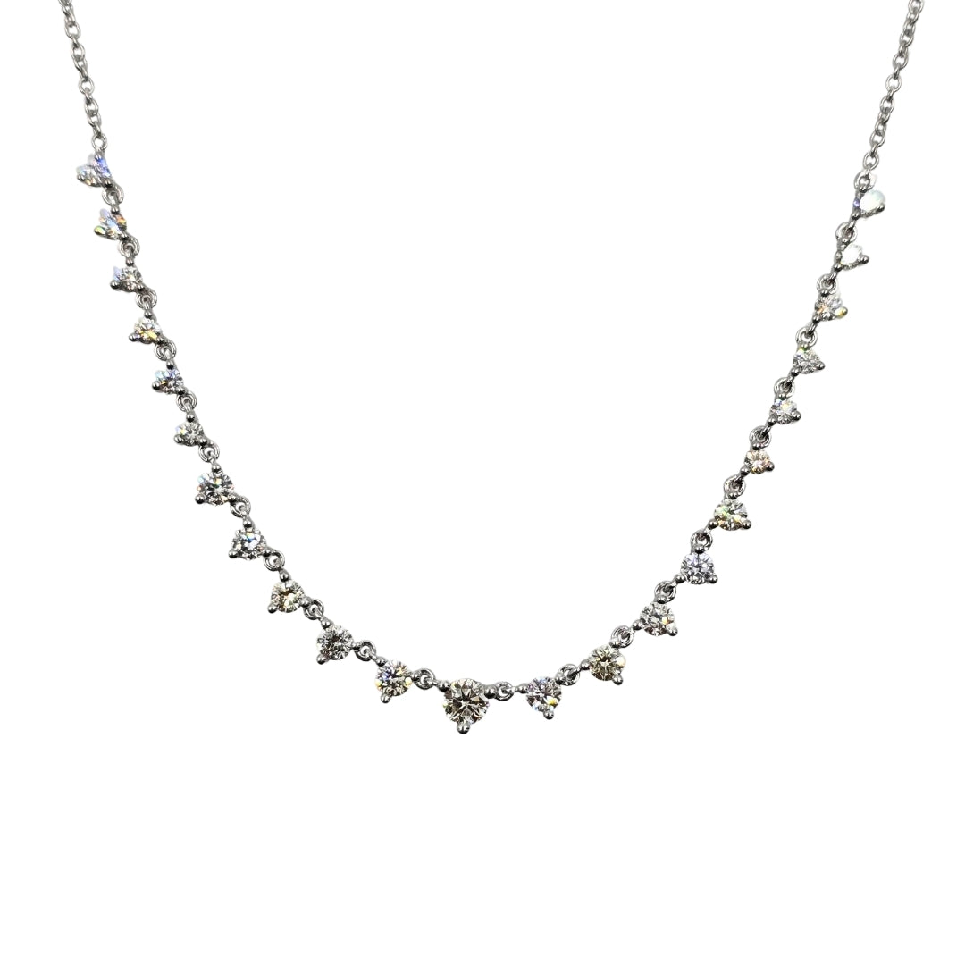 White Gold Diamond Station Necklace