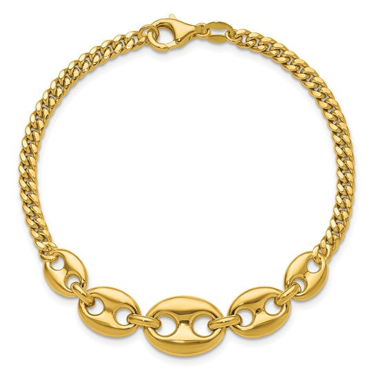 14 Karat Yellow Gold Fancy Link Bracelet
