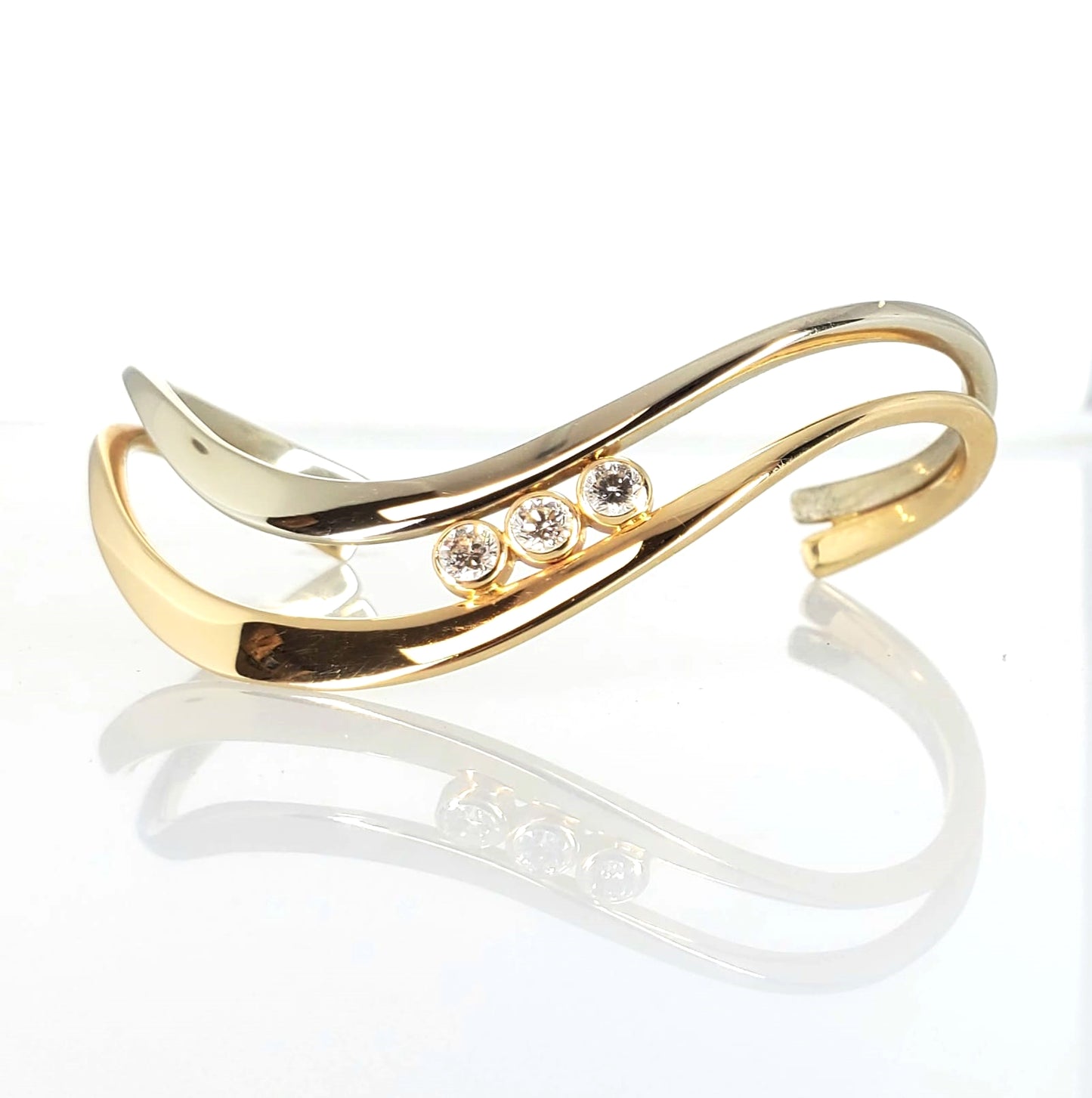 14 Karat Cuff Bracelet Accented With Diamonds