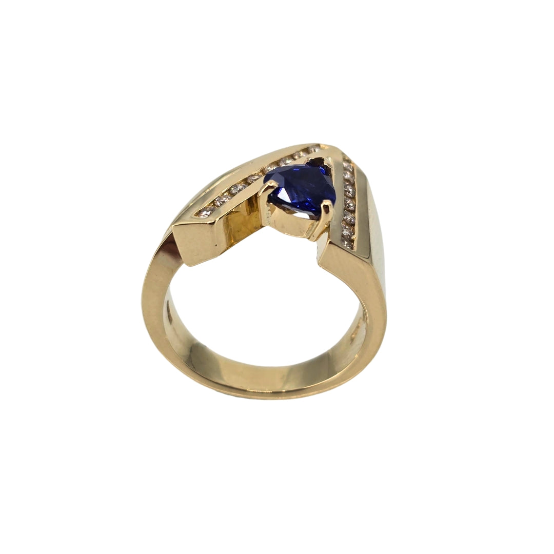 Yellow Gold Sapphire and Diamond Ring