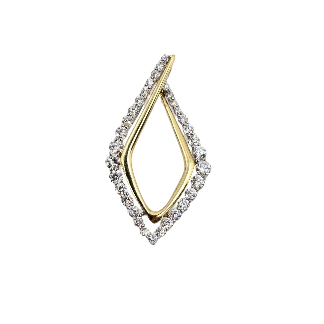 Two Tone Geometric Diamond Drop Pendant