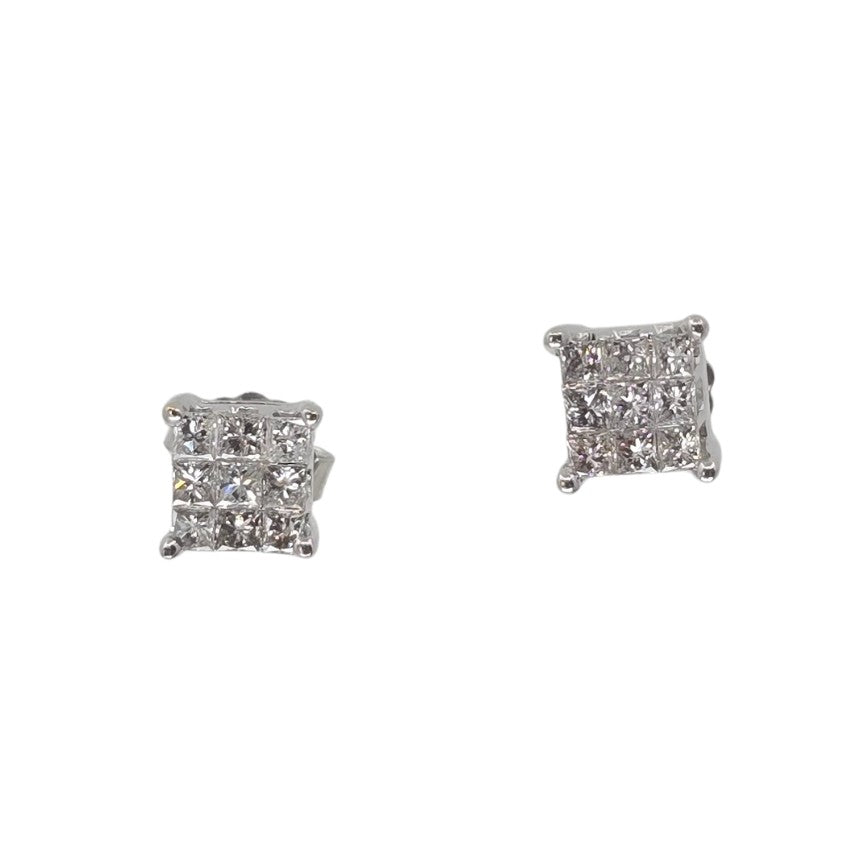 White Gold Princess Cut Diamond Studs