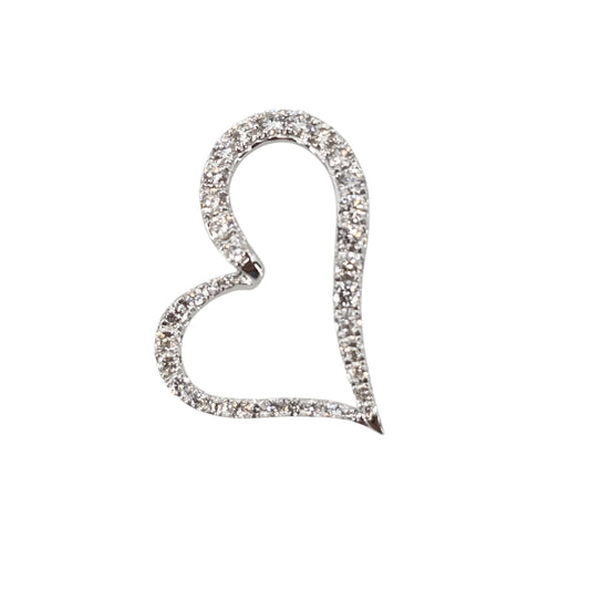 White Gold Diamond Tilted Heart Pendant