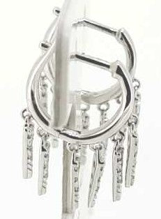 18 Karat White Gold Diamond Triangle Hoop Earrings