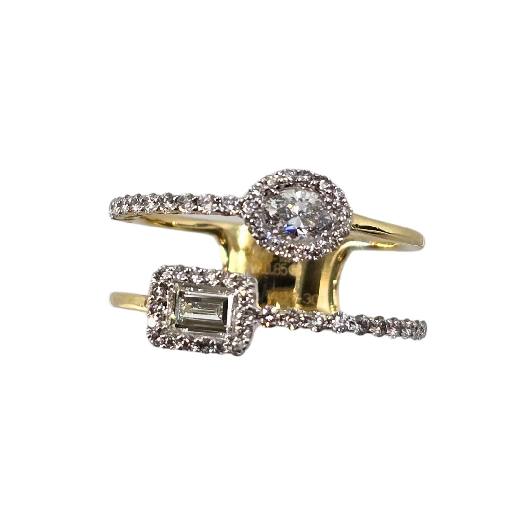 Yellow Gold Diamond Split Shank Ring