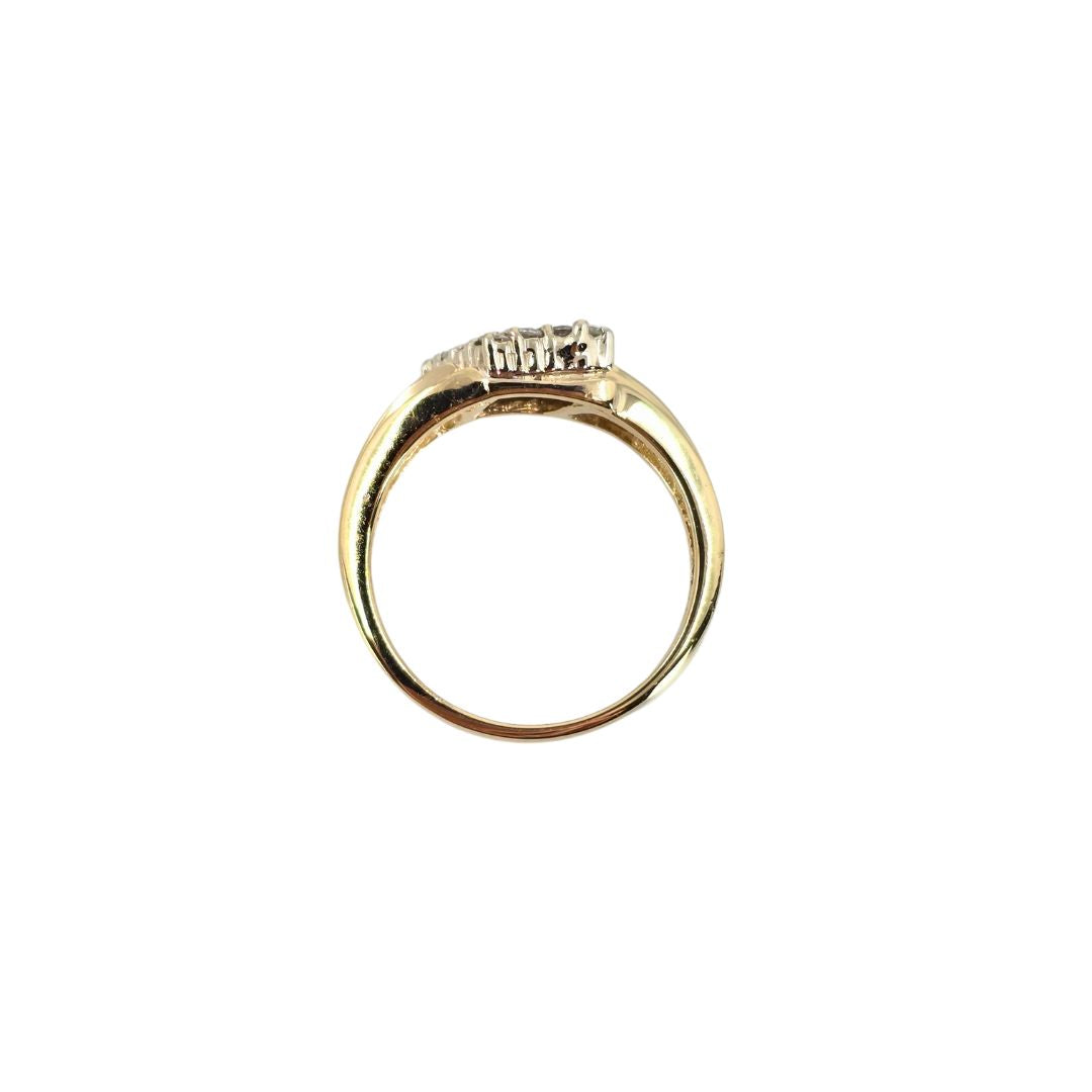 Yellow Gold Diamond Cluster Split Shank Ring