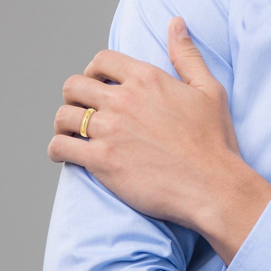 Yellow Gold Half Round Milgrain Wedding Band