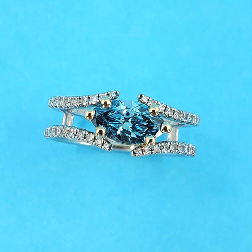 Two Tone Blue Diamond Ring