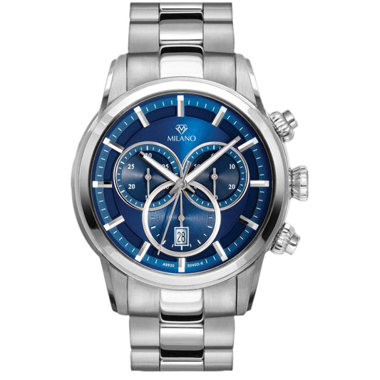 Stainless Steel Chronograph Watch wtih Blue Dial