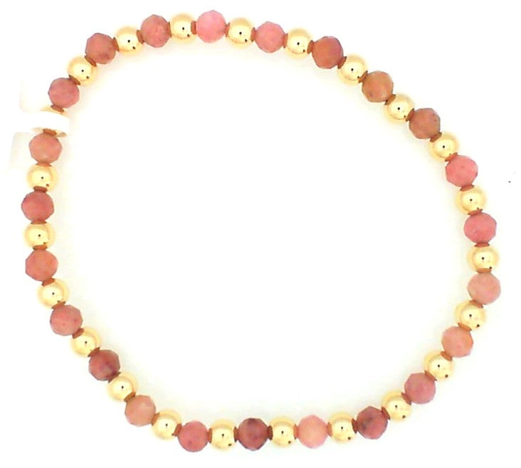Rhodinite and Gold Filled Beaded Bracelet
