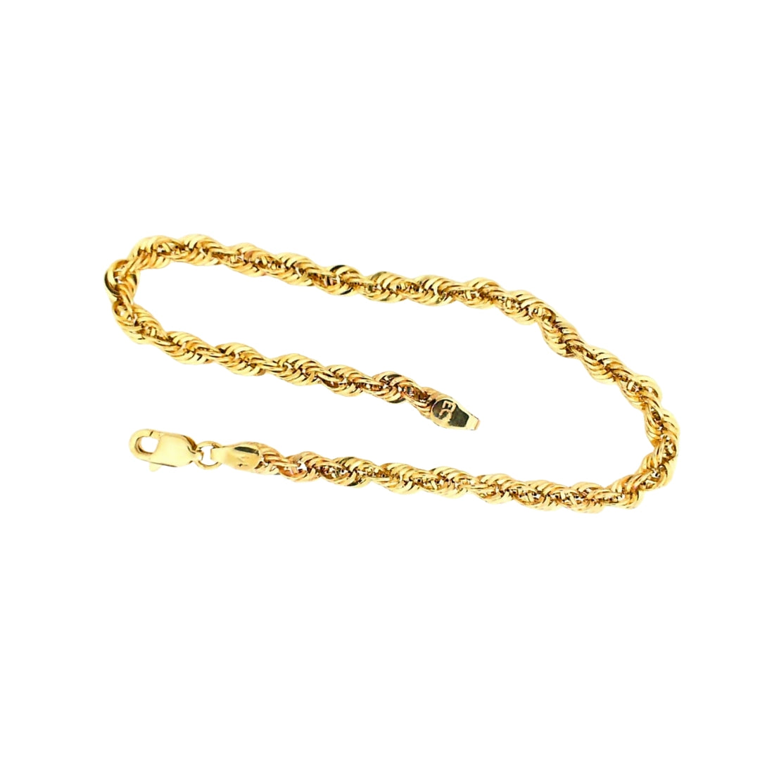 Diamond Cut Yellow Gold Hollow Rope Bracelet