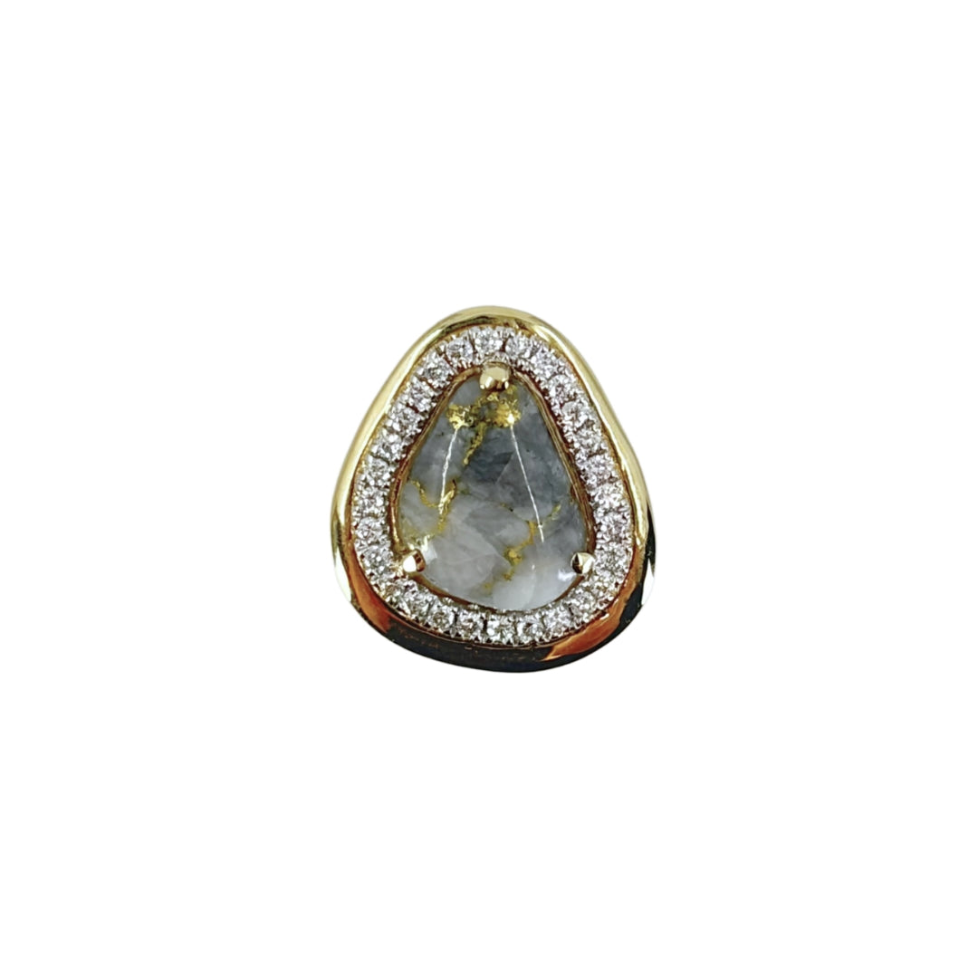 Yellow Gold Free Form Trillian Quartz Pendant