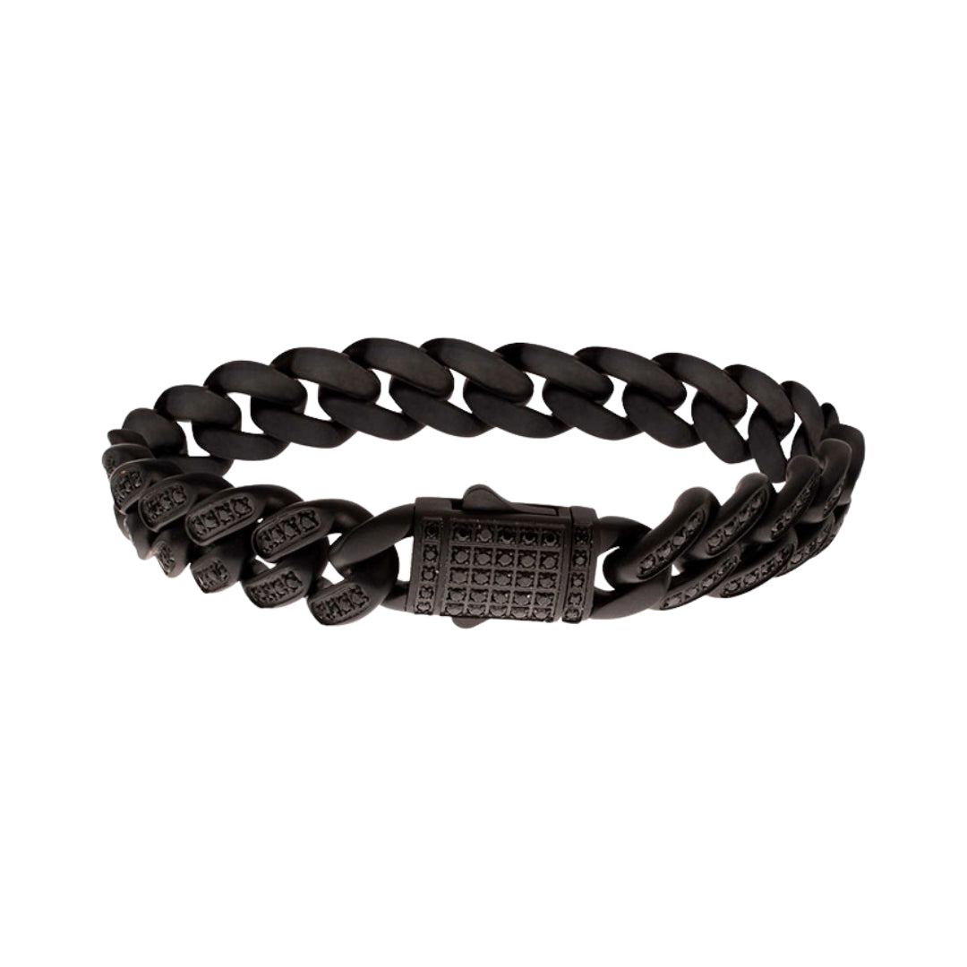 Matte Blackout Miami Cuban Chain Bracelet