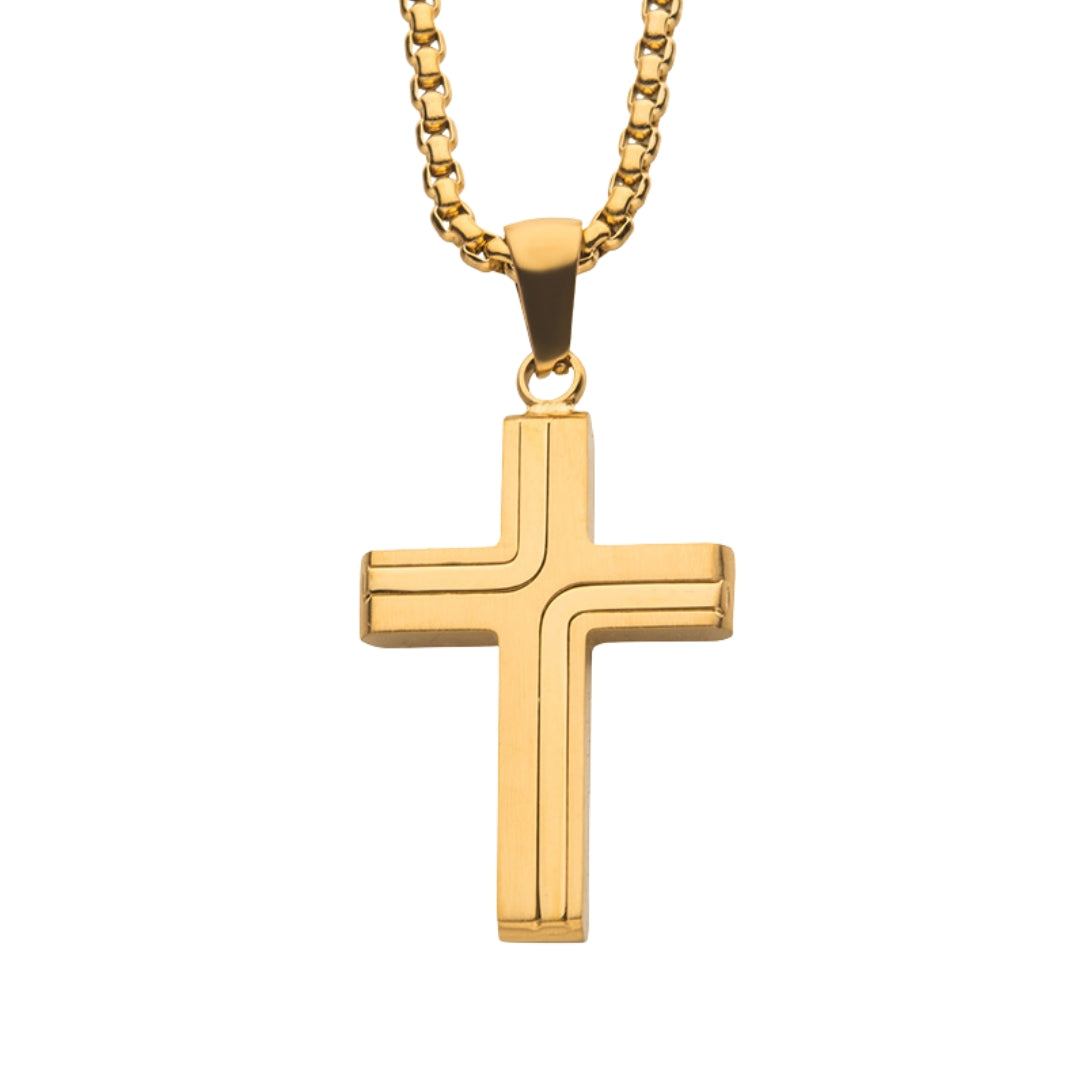 Yellow Gold Plated Cross Drop Pendant