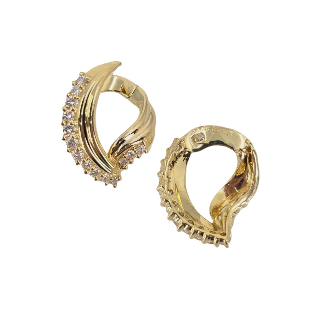 18 Karat Gold Diamond Swirl Hoops