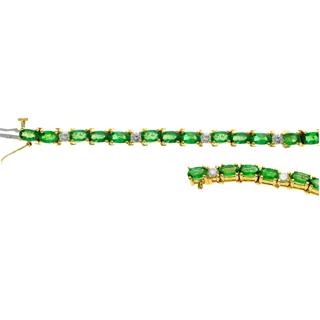 Yellow Gold Oval Emerald Line Bracelet