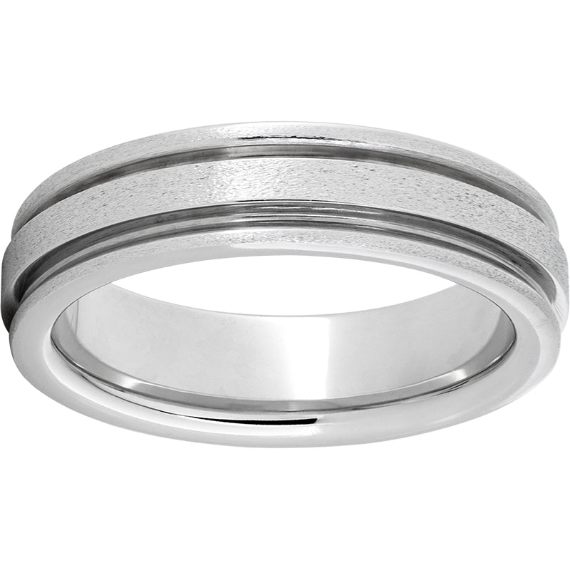 Serinium Stone Finish Round Edge Wedding Band