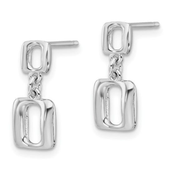 White Sterling Silver Square Drop Earrings