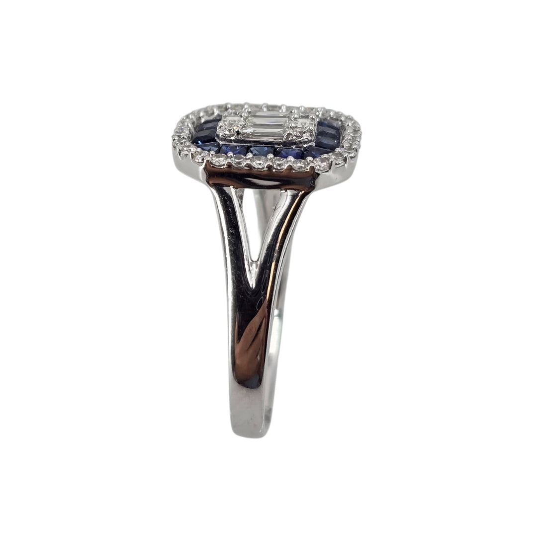 White Gold Diamond and Sapphire Art Deco Ring