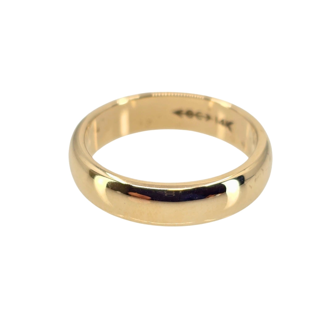 Yellow Gold Domed Half Round Wedding Band