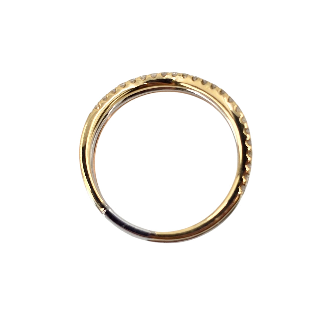 Tri-Color Round Diamond Three Band Ring