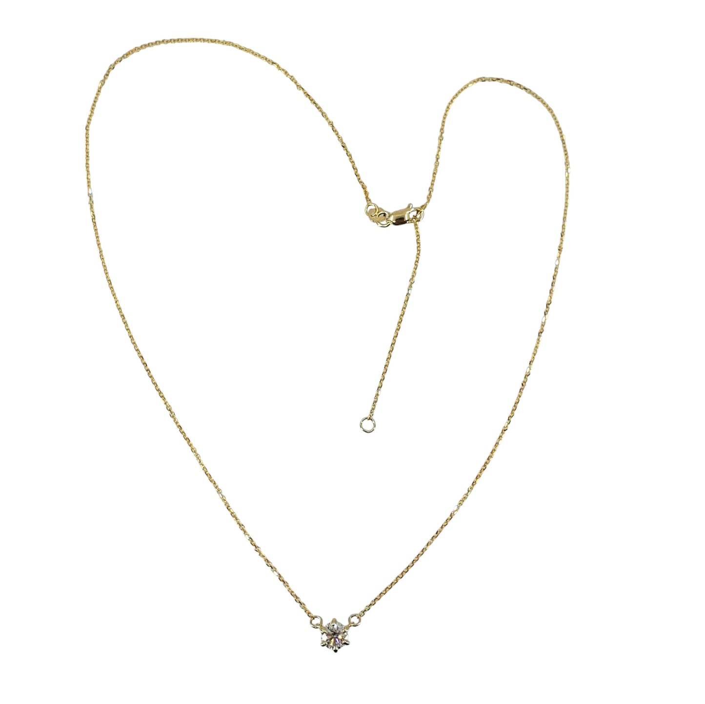 Yellow Gold Six Prong Set Diamond Station Necklace