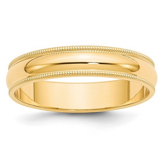 Yellow Gold Half Round Milgrain Wedding Band