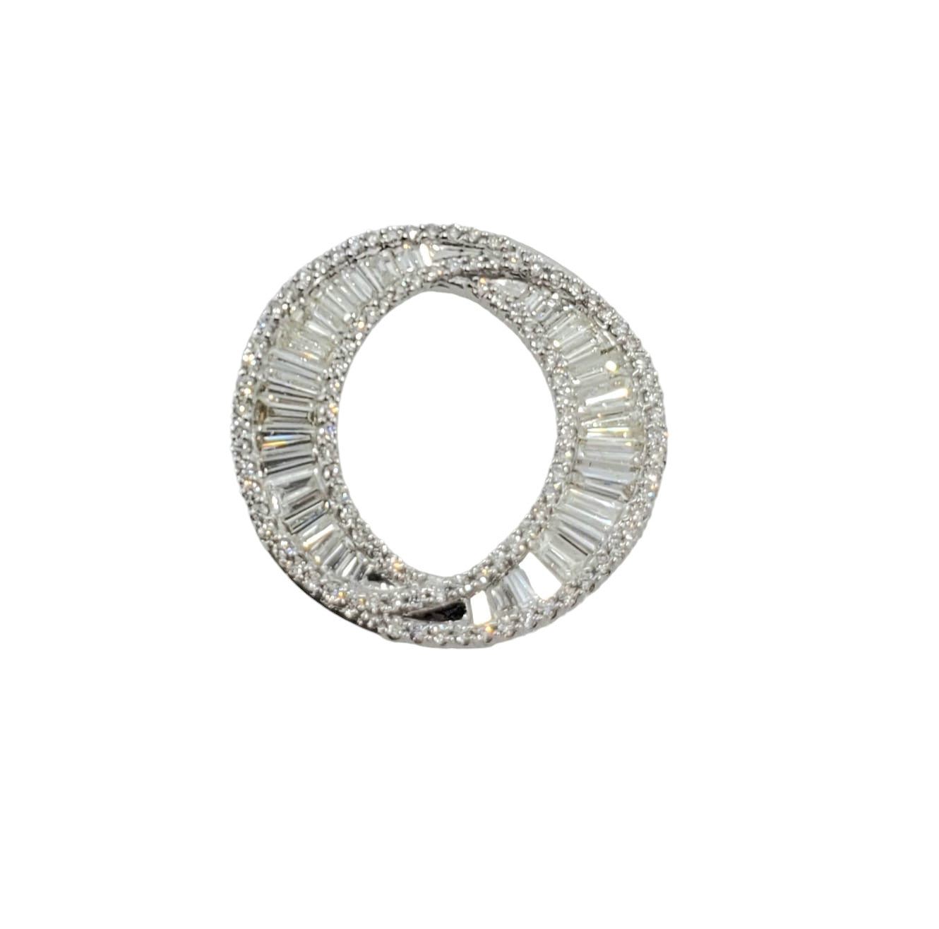 White Gold Baguette Diamond Circle Pendant