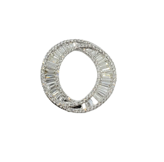 White Gold Baguette Diamond Circle Pendant